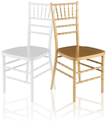 White and Gold Tiffany Chairs for Rent